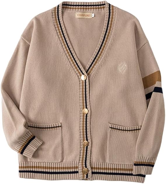 Amazon Co Jp スクール カーディガン ニット セーター Jk制服 女子高生 大きいサイズ 秋冬 男子高生 学生 レディース メンズ 森ガール系 女の子 ガールズ 厚手 長袖 カットソー 防寒 暖かい Vネック ゆったり 通学 通勤 カジュアル 学園風 カーキ 紺 服 ファッション小物