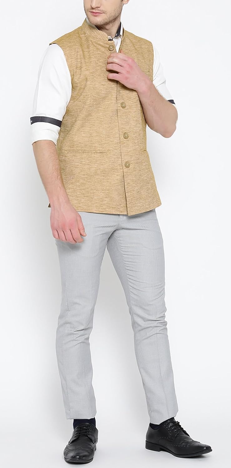 shaftesbury london men's cotton nehru jacket