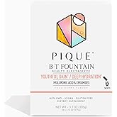 PIQUE BT Fountain Beauty Electrolyte Powder - Hydration Powder Packets with Hyaluronic Acid, Ceramides, Magnesium for Hydrated, Elastic Skin - No Added Sugar - 28 Single Serve Sticks (Pack of 1)