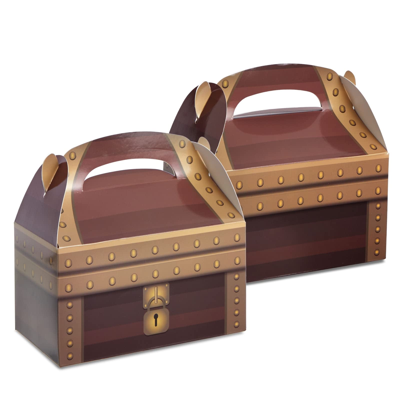 BLUE PANDA Treat Boxes - 24-Pack Paper Party Favor Boxes, Pirate Theme Treasure Chest Loot Design for Birthdays and Events, 6 x 3.3 x 3.6 inches
