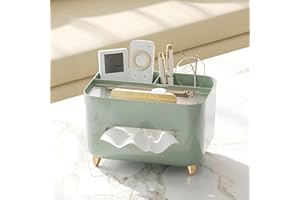 Multifunctional Tissue Box Cover with Storage - Decorative Organizer Box for Facial Tissues, Stationery & Remote Control, Ide