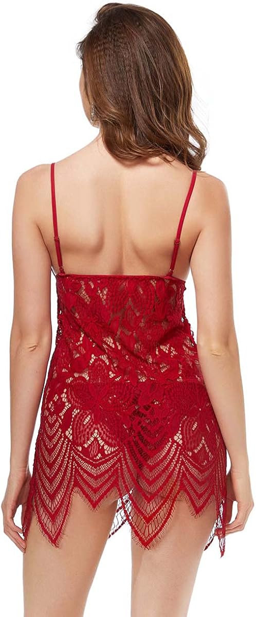 LINGERLOVE Women Sexy Babydoll Lingerie Floral Lace Chemise Eyelash Full Slips at  Women’s Clothing store