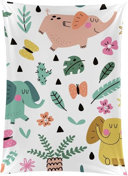 Deya - Tapiz decorativo para pared, diseño de elefante con flores de