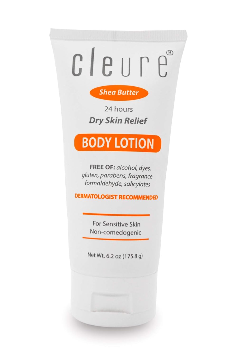 Cleure Hypoallergenic Body Lotion for Dry Sensitive Skin | Dye - Formaldehyde - Fragrance - Gluten - Paraben - Salicylate Free | 100% Pure Shea Butter | 6 Oz