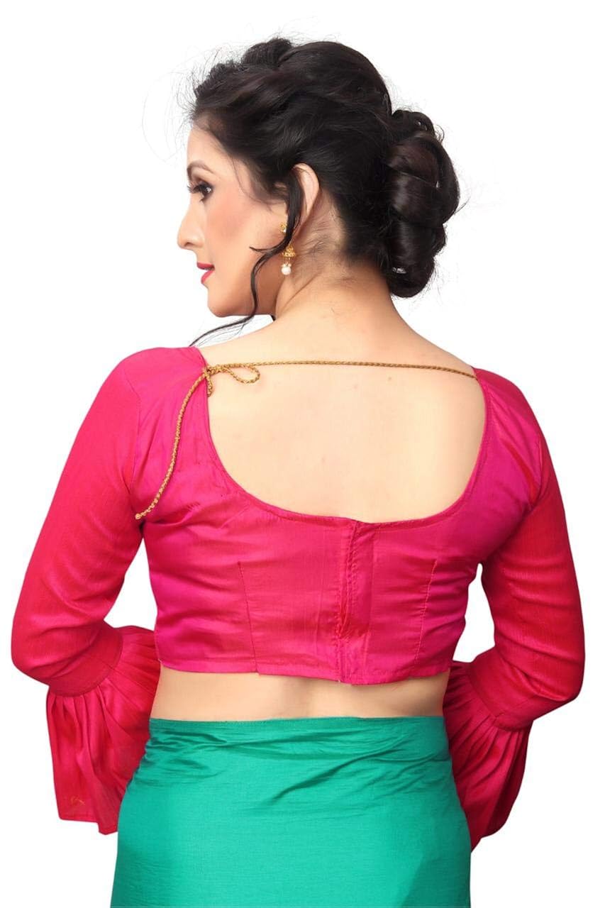 ank women's new ruffle pattern silk saree with blouse