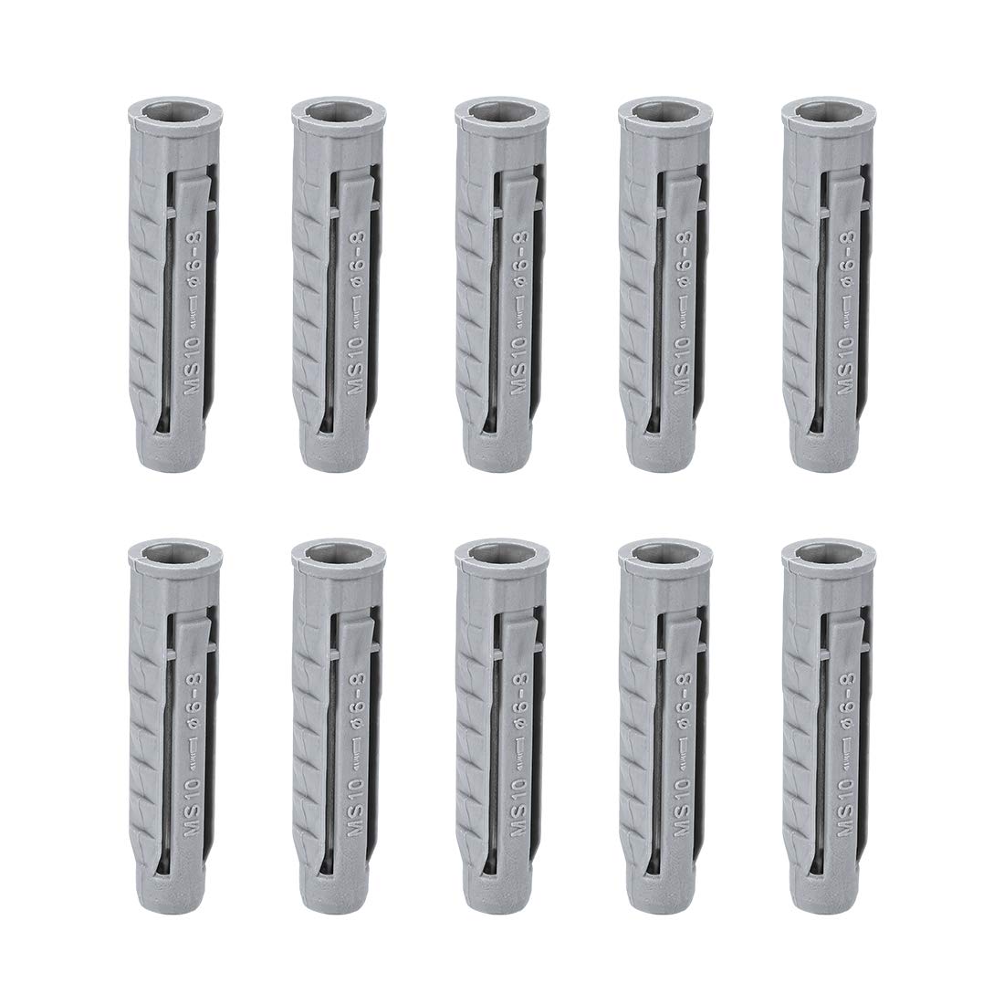 sourcing map 10mmx50mm Plastic Expansion Tubes Column Frame Fixings Gray 100pcs