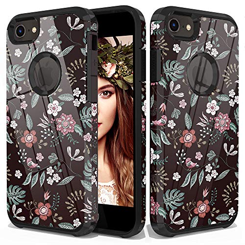ShinyMax iPhone 7/8 Case,iPhone 6/6s Case,Heavy Duty Dual Layer Protective Cover Anti-Scratch Hybrid Shockproof Drop Absorption Cute Case for Girls,Women (Floral)