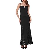WOMLAYOUT Women's Cocktail Dresses Maxi Bodycon 2025 Lace Hem Wedding Formal Evening Gown