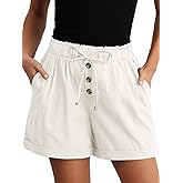 Feiersi Shorts for Women Summer Trendy Drawstring Elastic Waist Beach Wide Leg Short with Pockets