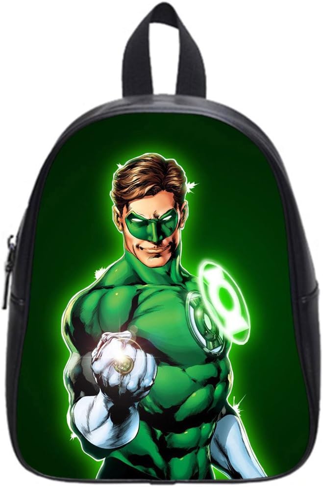 Green Latern Pattern Soft PU Backpack School Bag Travel Bag outdoor Bag-Large