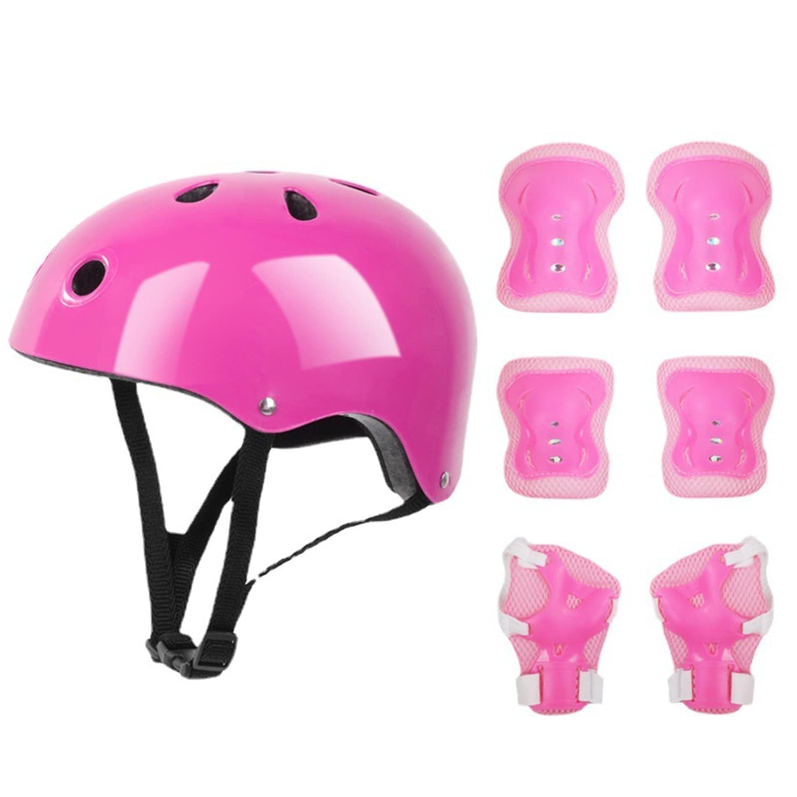 VBESTLIFE Kids Helmet Protective Gear Set, Including Helmet Elbow Pads Knee Pads Wrist Guards for Scooter Roller Skating (Pink)