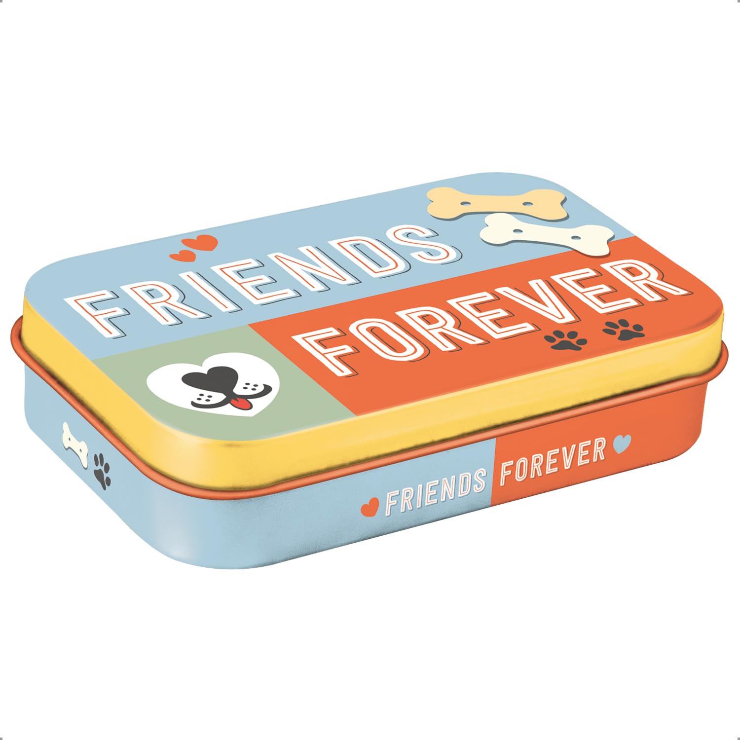 Nostalgic-Art Retro Treat Tin, 6 x 9.5 x 2 cm, Paw Sign - Friends Forever - Gift Idea for Dog Owners, Dog Treat Tin, Vintage Design