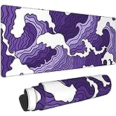 Japanese Purple Wave Large Mouse Pad XL Extended Gaming Mouse Pad Mat Desk Pad with Stitched Edge,Full Desk Mousepad for Office,Computer,Keyboard 31.5 X 11.8 Inch (Japanese Purple White Wave)