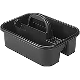 Akro-Mils 09185 Plastic Tote Tool & Supply Cleaning Caddy with Handle, 18-3/8-Inch x 13-7/8-Inch x 9-Inch, Black