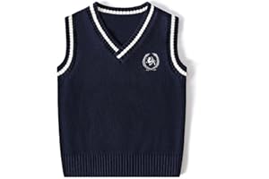 Girls Boys School Uniform Sweater Vest Causal V Neck Knit Sweaters for Tween Kids Cute Print Preppy Clothes Comfort