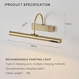 HARPER LIVING Rechargeable Picture Light Antique Brass with Remote 3 Temps view 7