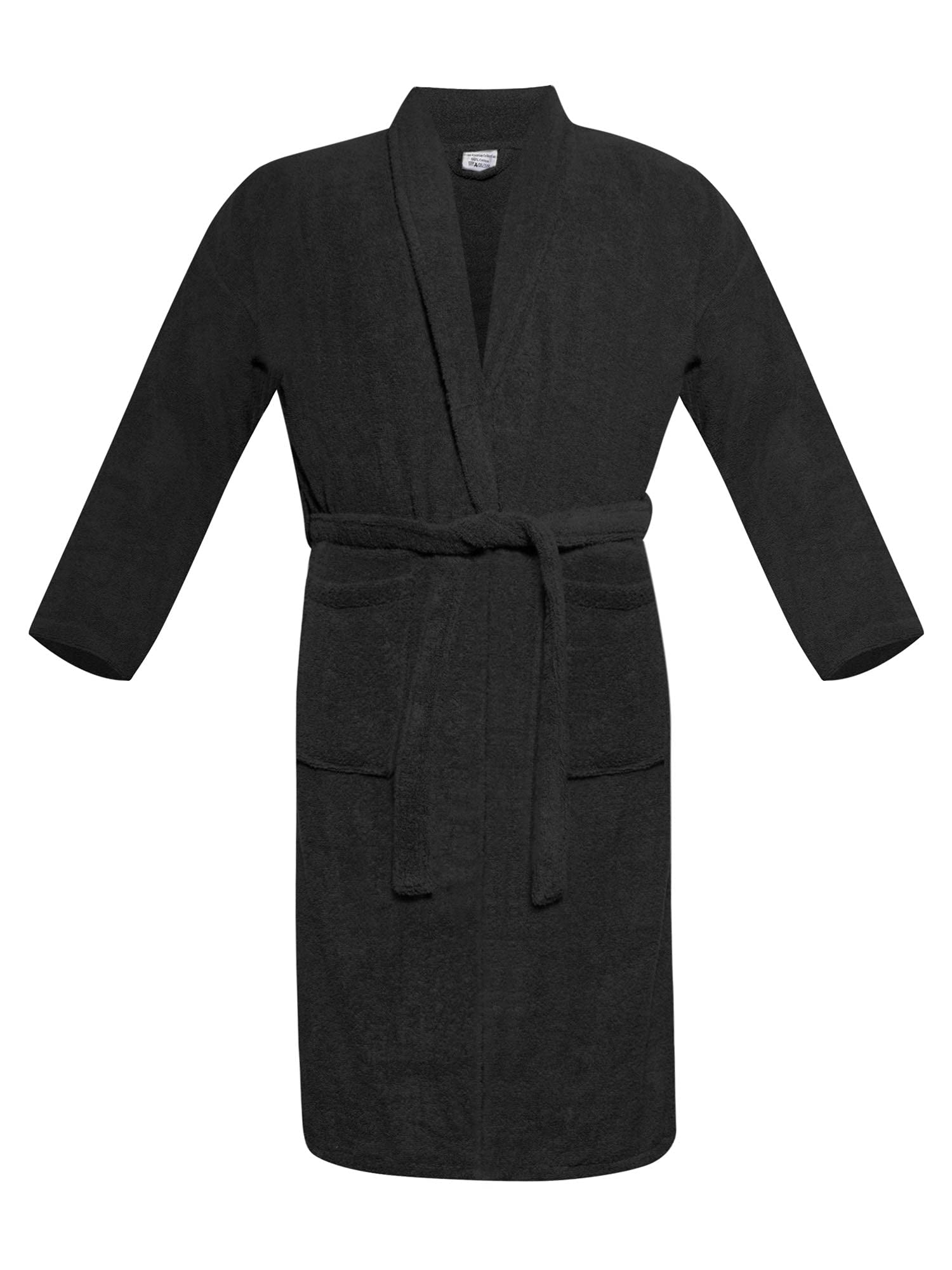 A & B TRADERS Bath Robe 100% Egyptian Cotton Terry Towelling Robe Gown Luxury and Super Soft (Black)