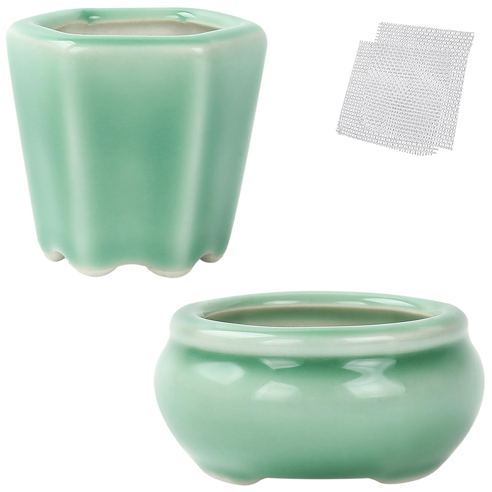 happy bonsai 2.4-2.8" (6-7cm) Mini Green Pots Value Set of 2