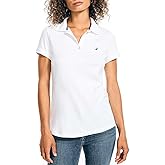 Nautica Women's Short Sleeve Polo Shirt, Womens 3-Button Cotton Golf Shirts - White Large