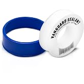 Vanguard Sealants High Density PTFE Plumbers Tape for Shower Head, Faucet, and Water line Connections - Food Safe, White, 1/2" Width, 460" Length - Thread Sealant to Stop Water leaks