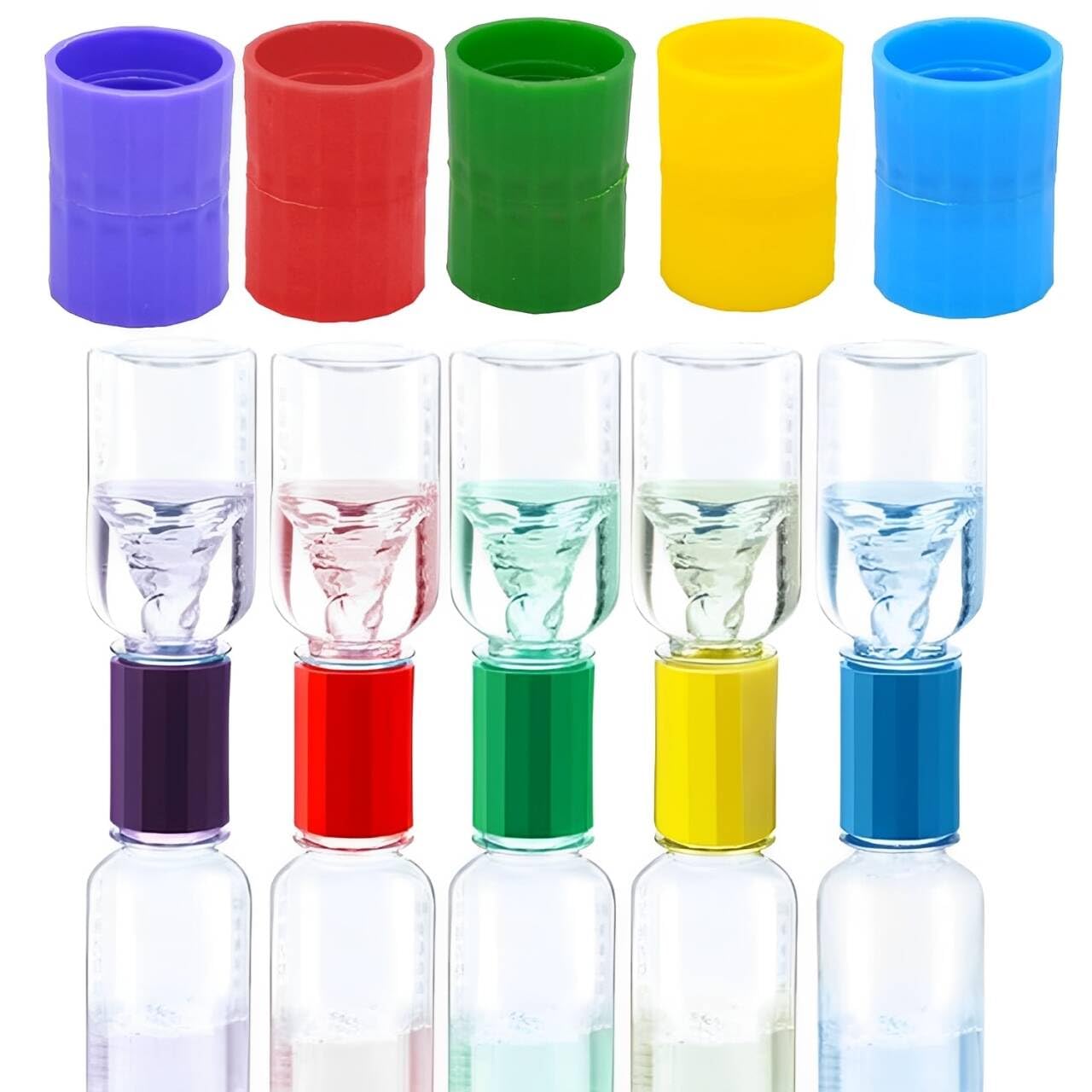 Norhogo 5pcs Experiment Tool Bottle Connector, Tornado Tube Bottle Connector vortex bottle connector Cyclone Tube for Scientific Experiment and Test Bottle Tube Connector, Random colour