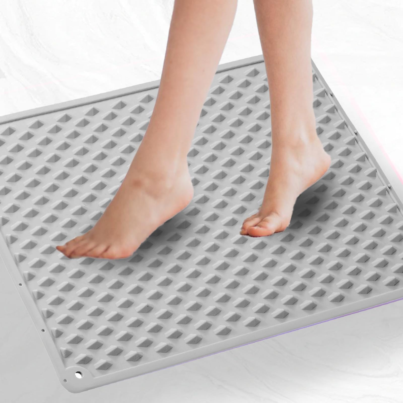 Photo 1 of Portable Feet Acupressure Mat, Silicone Reflexology Pad, Moderate Hardness Pressure Point Mat for Foot Pain Relief, Anti-Fatigue Mat, Connectable for Running & Fitness Activities, 18'×14'inch, Gray