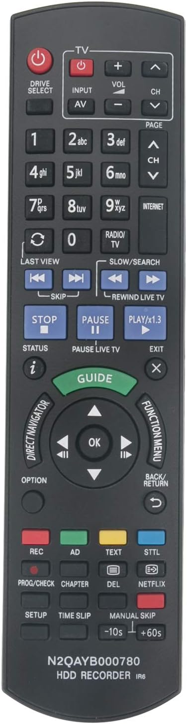 ALLIMITY N2QAYB000780 Remote Control Replacement for Panasonic HDD Recorder IR6 DMR-PWT500EC DMR-PWT530EB DMR-HWT230EB DMR-HWT130EB DMR-HW120EB DMR-HWT130 DMR-HW120EBK DMR-HWT230 - Image 3