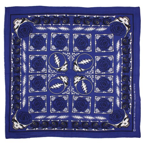 Sunshine Joy Grateful Dead Skull & Roses Bandana Blue