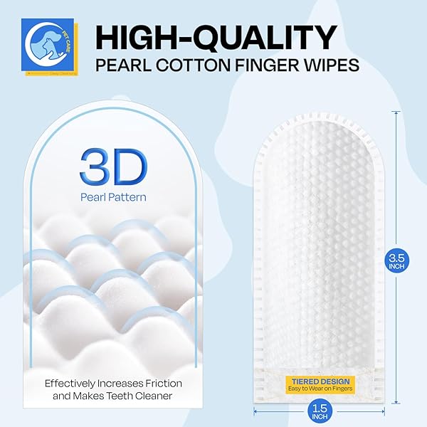 PUPMATE DENTAL CARE WIPES FOR DOG & CAT- TEETH CLEANING FINGER WIPES FOR PLAQUE AND TARTAR REMOVAL, SAFE & GENTLE DISPOSABLE TOOTHBRUSH WIPES FOR FRESH BREATH & GUM CARE – 50 PCS