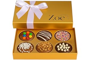 CRAVINGS BY ZOE Mothers Day Chocolate Covered Cookies Gift Basket | 6 Count | Kosher Milk & Dark Belgian Chocolate Gourmet Food Gift Box | Birthday, Thank You, Candy Gifting Men Women Him Her Mom