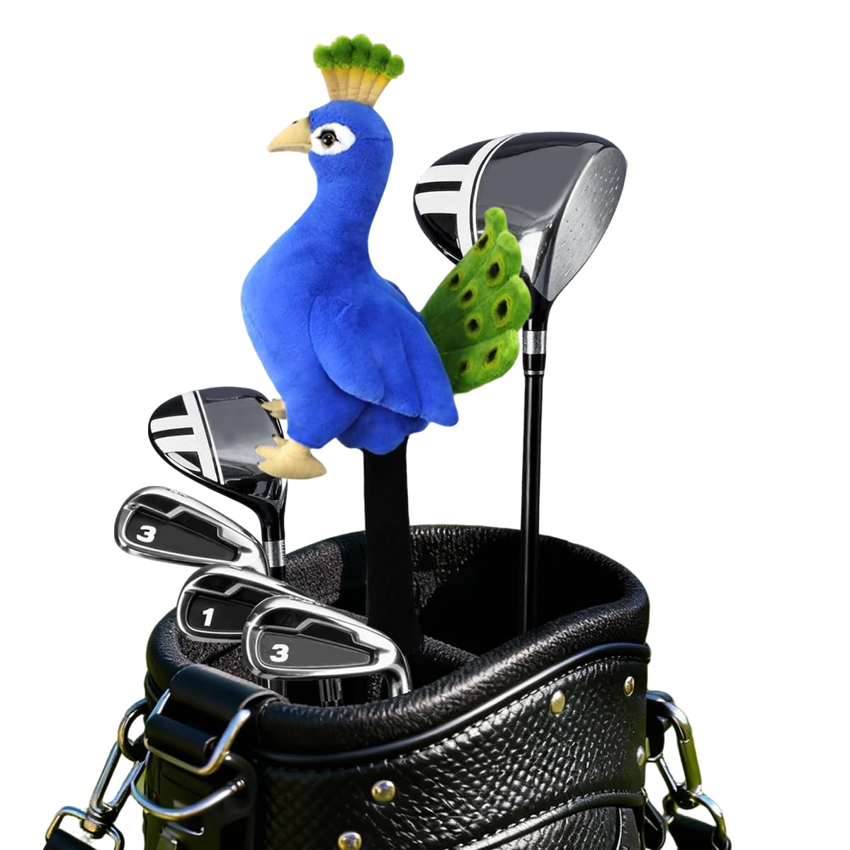Scott Edward Funny Golf Club Cover Fit Well for Driver Golf Club Cute Animal Zoo Design Soft Functional Golf Headcover Stylish Protection for Men and Women (Peacock-DR)