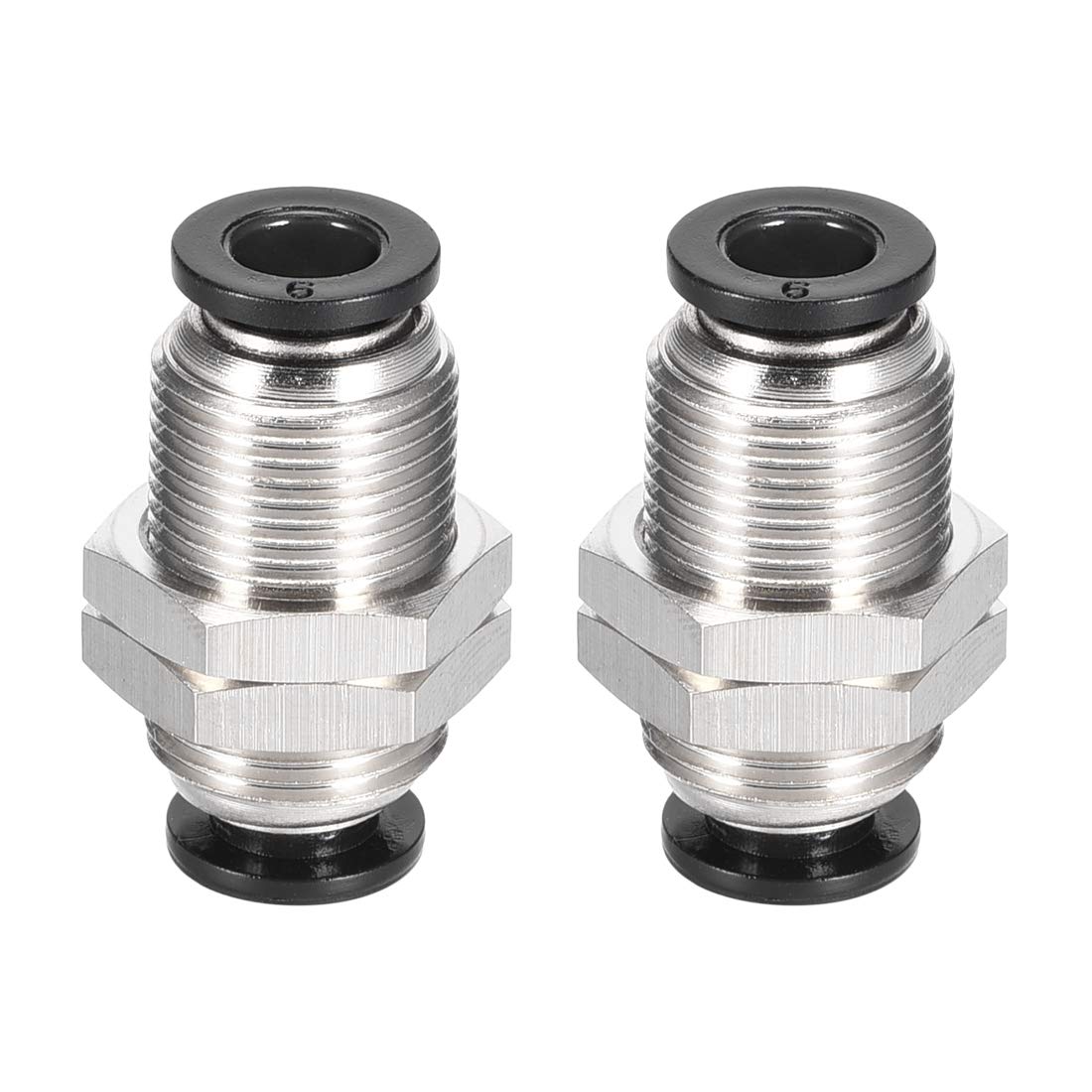 sourcing map Straight Pneumatic Push to Quick Connect Fittings Bulkhead Union 6mm Tube OD X 6mm Tube OD 2pcs