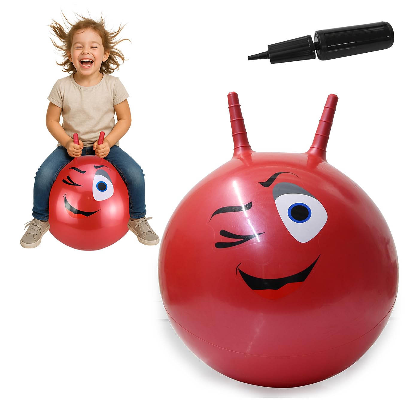 Jamara 460460 - Bouncy Ball Eye Red 550mm - Promotes Balance and Motor Skills, Robust, Easy-Care, Up To 50 kg