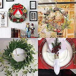 wonuu 25pcs Artificial Pine Green Leaves Needle
