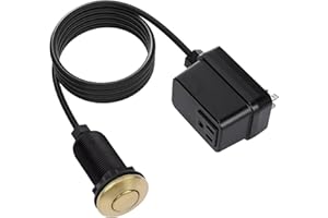 Garbage Disposal Switch, Cordless Air On Off Kit for Food Waste Disposer, Brushed Gold, LONG 3.5" Sink Top Push Button by CLEESINK