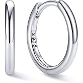 ChicSilver Sterling Silver Hoop Earrings for Women Hypoallergenic 925 Sterling Silver Huggie Earrings for Women Dainty Earring (8/10/12/14/16/18/20MM)