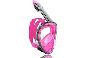 QingSong Full Face Snorkel Mask for Adults & Kids, Snorkeling Gear with Camera Mount, 180 Degree Panoramic View Snorkel Set Anti-Fog Anti-Leak