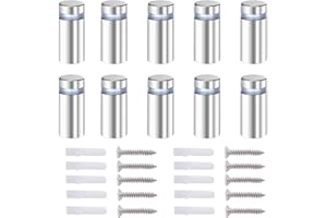 Qrity 20 Pieces Standoffs Mounting Hardware Advertising Glass Acrylic Standoff, Stainless Steel Standoffs, 12X25mm, with Screw Mounting Accessories