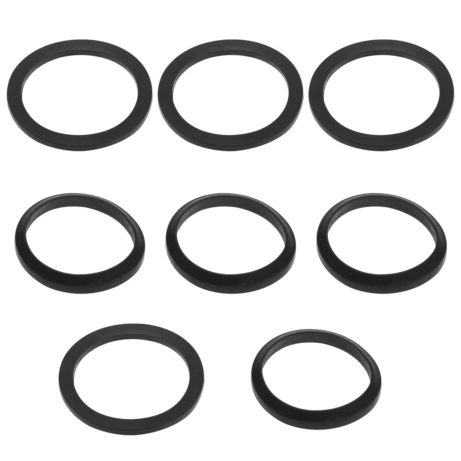 ECSiNG 8Pcs Wedge Seals & Flat Seals Washbasin Downpipe Rubber Seal Fit for 1/4 Inch Sink Wash Basin Drain Pipe 38x31x2.5mm & 36x32x4.5mm Black
