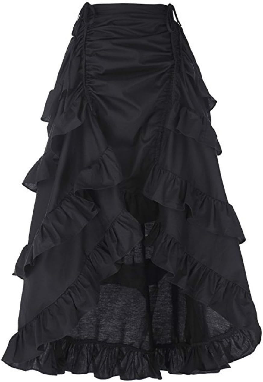 Women's Gothic Basque Asymmetrical High Low Steampunk Corset Skirt