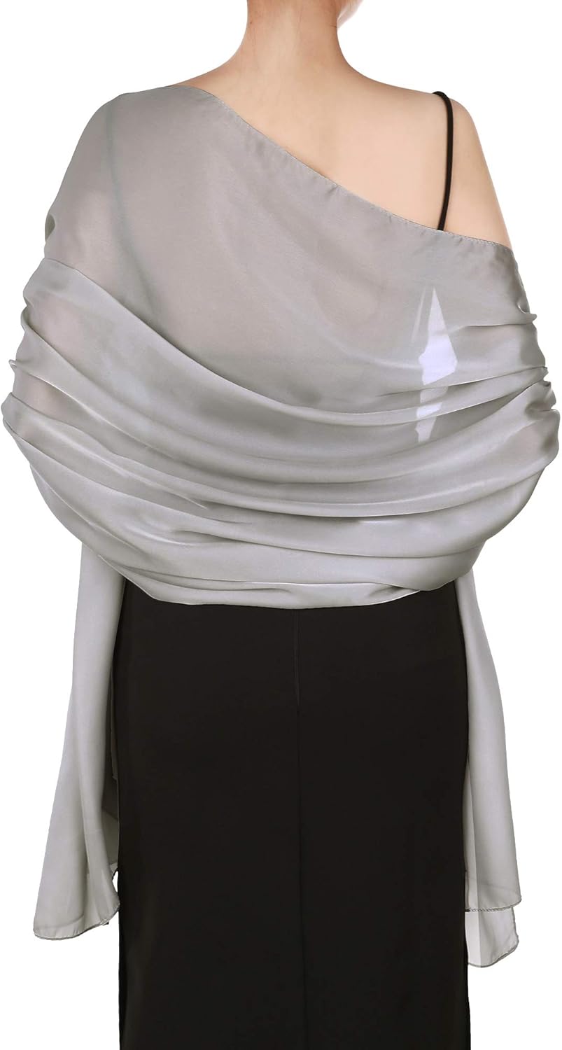 Boao Women Satin Scarves Long Shawl Wrap Light Soft Sheer Scarf for Wedding Party Everyday Accessory