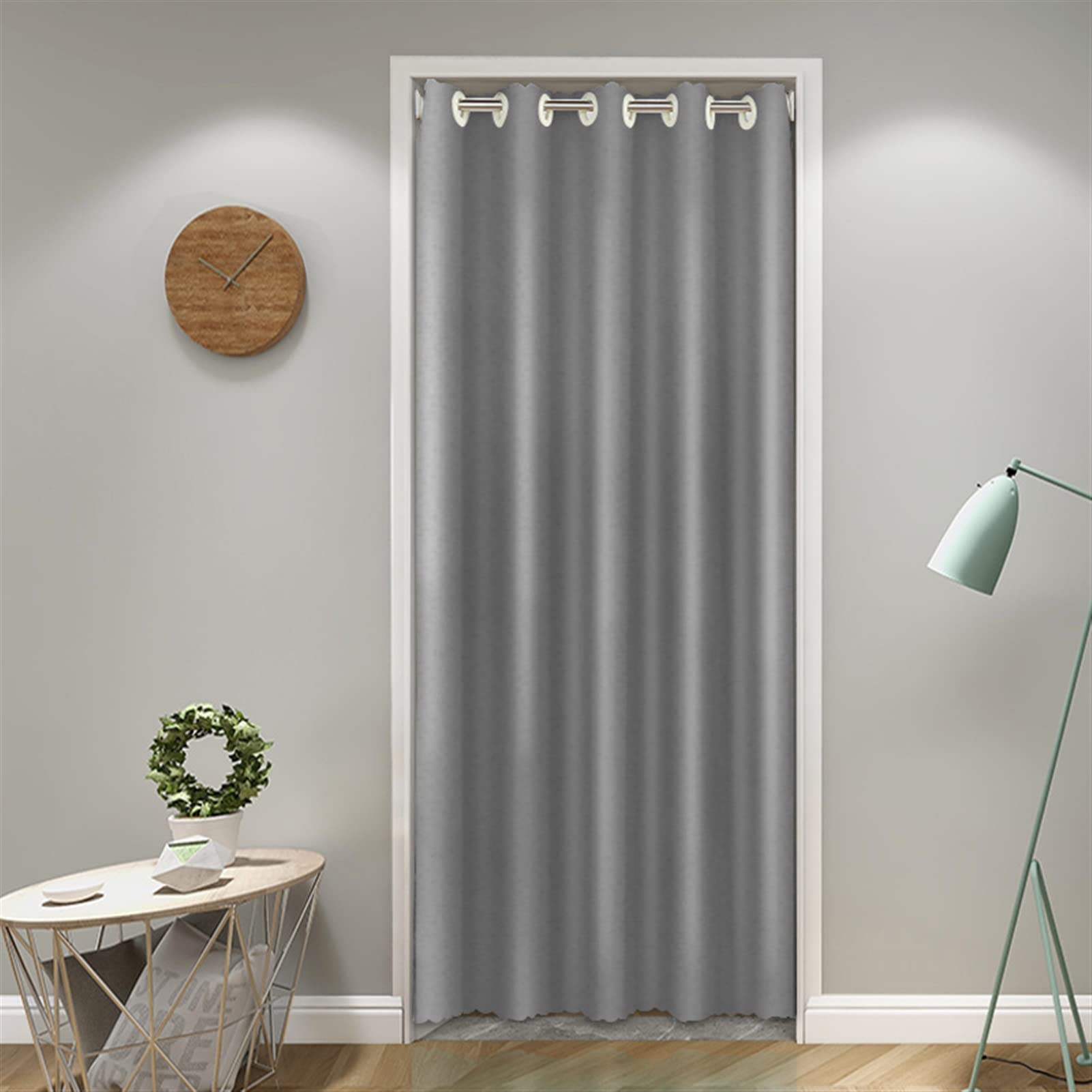 SK Studio Blackout Door Curtains, Privacy Doorway Curtain Energy Efficient Grommet Closet Curtain for Hallway Bathroom Front Door Grey, 47" W x 79" H