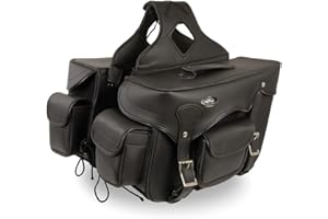 Shaf International SH666ZB Black Two Straps PVC Throw-Over Saddlebag