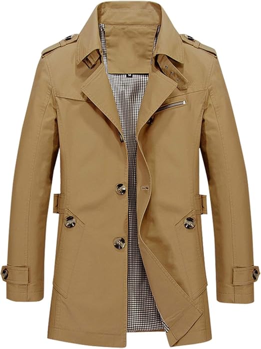 Amazon トレンチコート メンズ ジャケット ビジネスカジュアル 秋冬 大きいサイズ ロング丈 アウター 男性服 大学生 通勤 通学 トップス 黒 オシャレ 仕事 防寒 コットン M コート ジャケット 通販