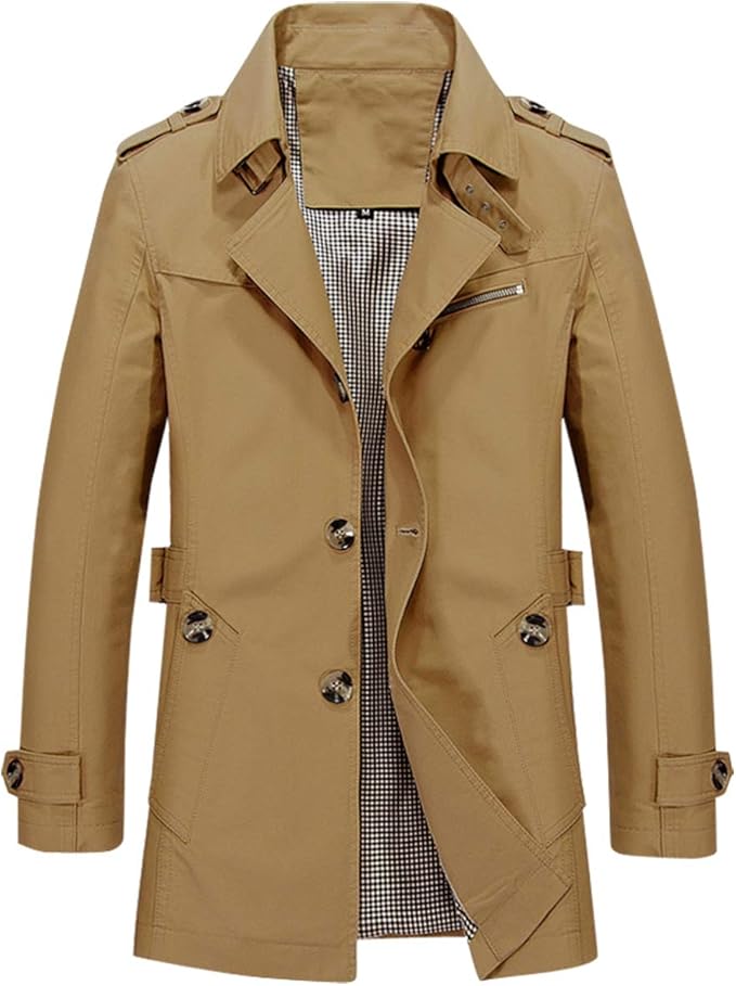 Amazon トレンチコート メンズ ジャケット ビジネスカジュアル 秋冬 大きいサイズ ロング丈 アウター 男性服 大学生 通勤 通学 トップス 黒 オシャレ 仕事 防寒 コットン M コート ジャケット 通販