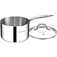 VENTION Tri-Ply Stainless Steel 1 Quart Saucepan with Lid, 14cm Bright Small Sauce Pan with Pour Spout, Small Pots for Cookin