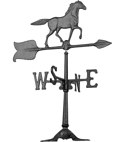 Montague Weathervane 32 Zoll Mit Segelboot-Ornament – Satiniertes Schwarz, Wetterfahne Für Dach Oder Garten