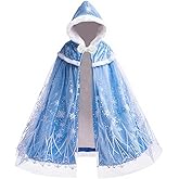 PURFEEL Girls Princess Cape for Elsa Kids Warm Hooded Cloak Dress up 2-10Years