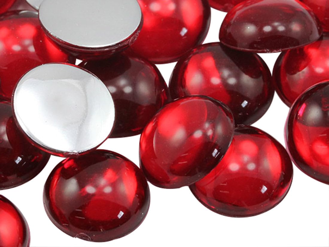 9mm Red Ruby H103 Flat Back Acrylic Round Cabochons Plastic Pearl Gems for Jewelry Making Costume Making Cosplay Jewels Embelishments - 75 Pieces — image 1