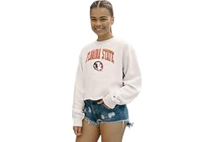Blue 84 Women's NCAA Officially Licensed Crop Crewneck Sweatshirt Vintage Arch Over White